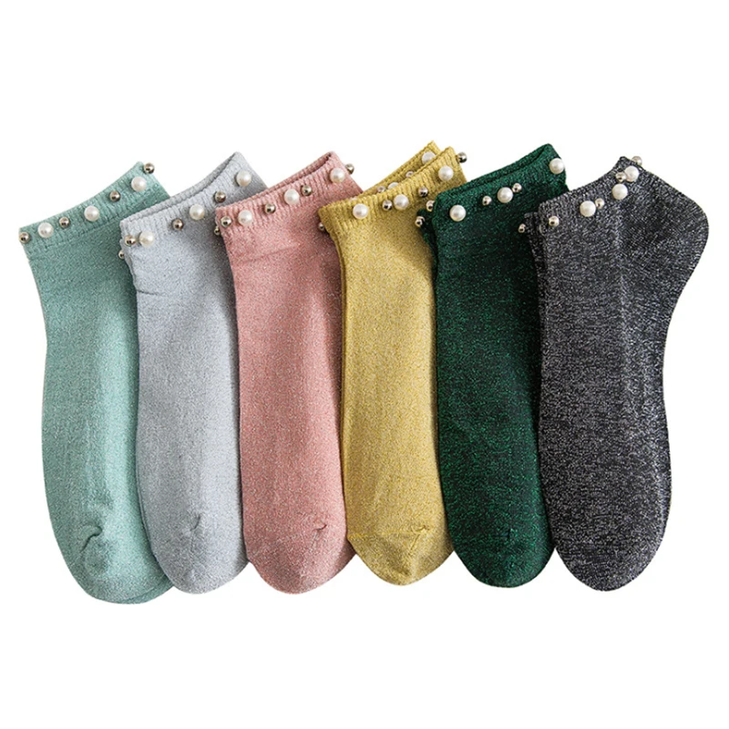 Summer Ankle Socks Women New Korean Japanese Style Designer Cotton Women Sock With Pearl Cute Harajuku Short Sock For Ladies