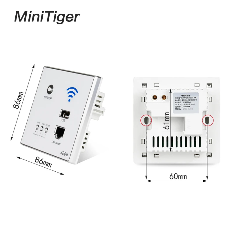 Minitiger черный 300 м настенный встроенный беспроводной AP маршрутизатор usb порт для