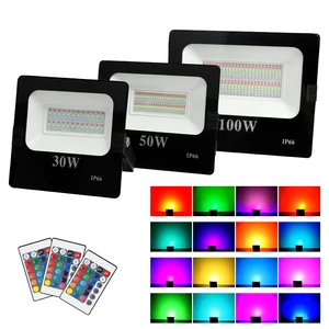 Светодиодный точечный светильник RGB, Точечный светильник s 100 Вт 50 Вт 30 Вт AC 220 В IP66 16 цветов, садовый проектор, Точечный светильник IP66, ландшафтный светодиодный светильник безопасности