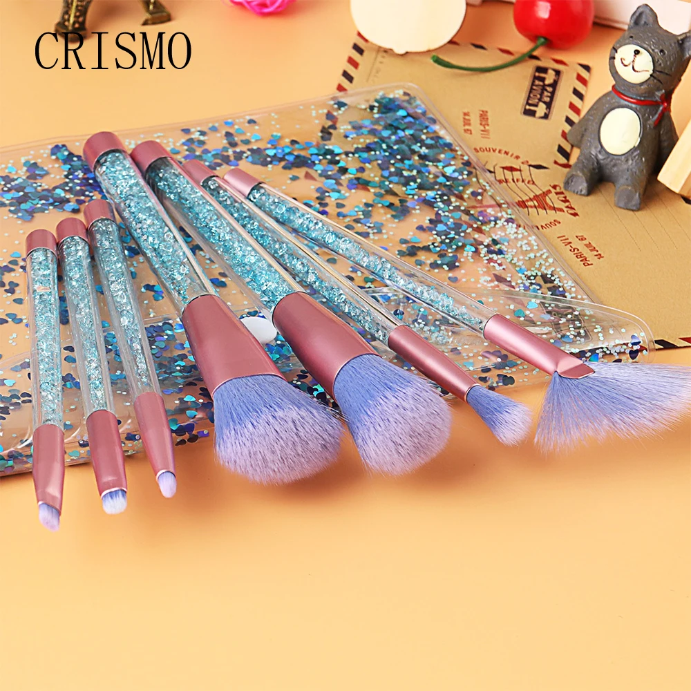 CRISMO 7Pcs Glitter Diamond Crystal Handle Makeup Brushes Set Powder Foundation Face Make Up Brush Cosmetic | Красота и здоровье