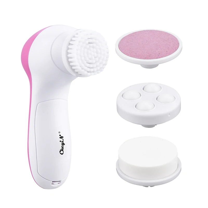 

4 в 1 набор кистей для очищения лица электрическая вращающаяся силиконовая щетка для удаления угрей массажер для лица отшелушивающий набор ...