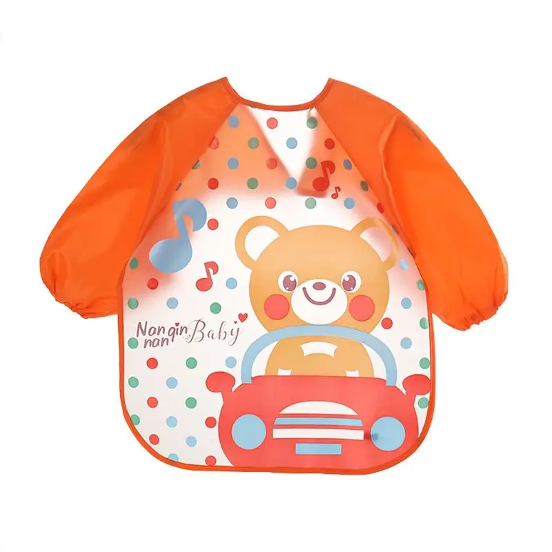 

4 Pcs Waterproof Long Sleeve Bib Unisex Feeding Bibs Apron for Infant Toddler DXAD