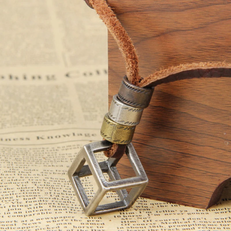 Сплав кожа Подвески мужские ожерелья Панк Винтаж Высокое качество Регулируемая