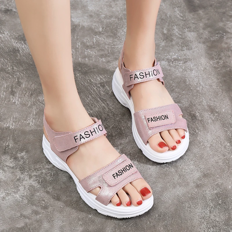 Сандалии женские замшевые на платформе Модные дышащие пляжные туфли роскошная