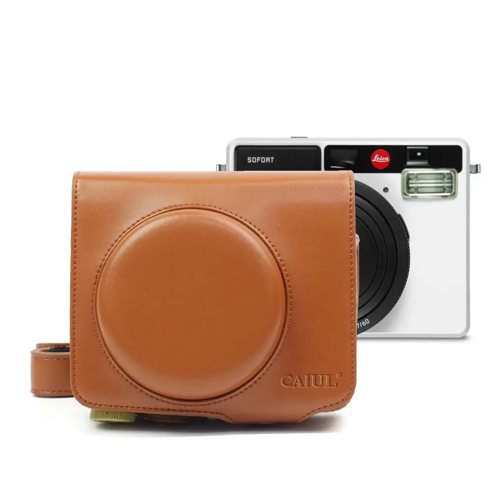 Жесткий чехол для камеры Leica Sofort сумка с плечевым ремнем коричневого цвета
