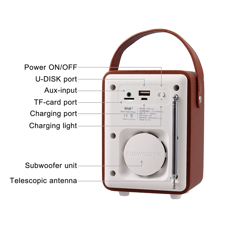 Беспроводная Портативная колонка в стиле ретро с цифровым радио FM будильником