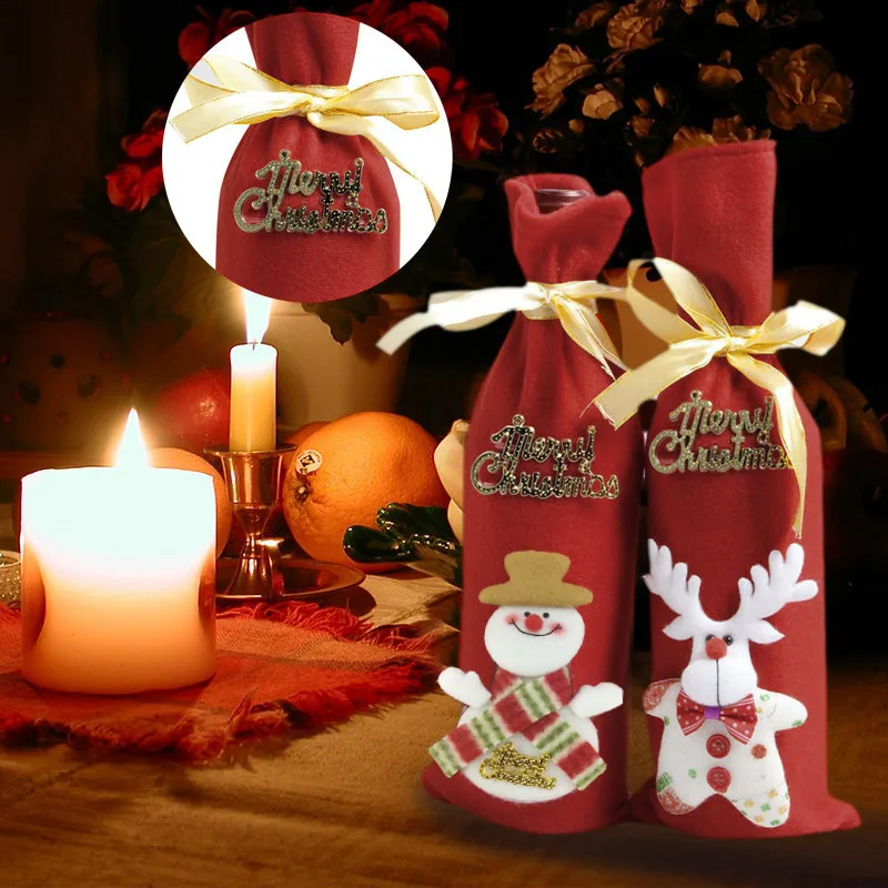 Крышка для бутылки с красным вином украшения дома вечерние Санта Клаус Лось