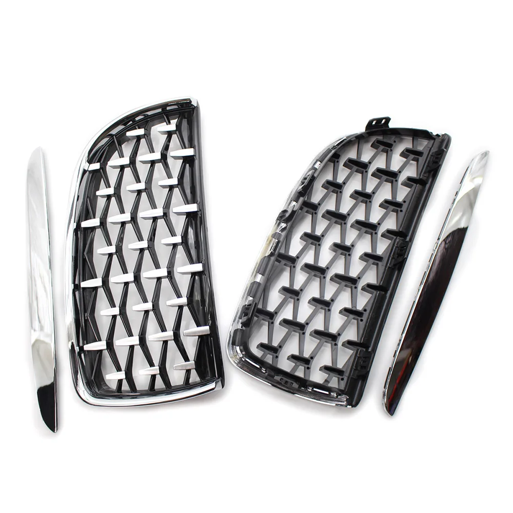 

Pair of Front Grille Diamond Meteor Style Fit For BMW E90 Sedan Wagon 06-2008 07