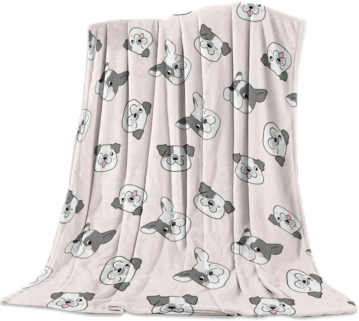 

Twin Flannel Fleece Blanket for Kids Adults Soft to Touch Bed Throw-Blankets,Cute Pug Dog Animal Pattern Blankets