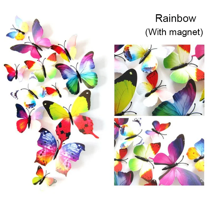 

Free Shipping 12PCS PVC 3D Butterfly Wall Decor Cute Butterflies Wall Stickers Art Decal Home Decoration Room Wall Art Wallpaper