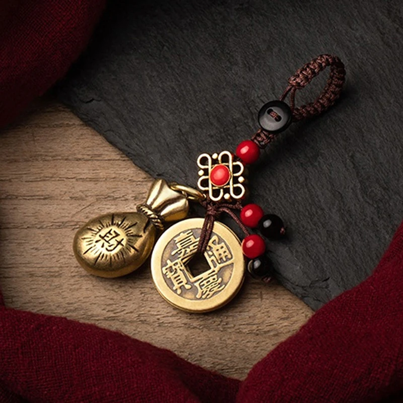 2 шт. ручной работы веревка счастливый фэн шуй подвесной винтажный латунный