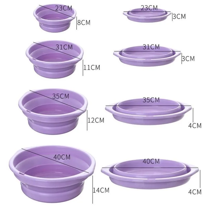 

23*8cm Portable Travel Foldable Washbasin Nordic Bathroom Clean Pedicure Silicon Tub Basin Laundry Organizer Tool Kitchen S C2S3