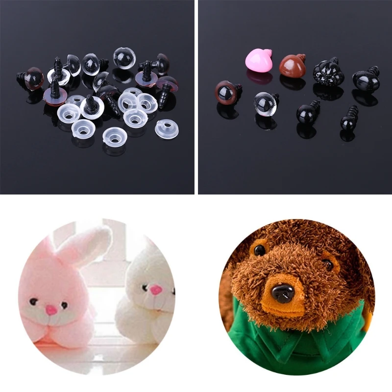 

48pcs/set DIY Multicolor Triangle Nose Round Safety Eyes with Washers for Bear Puppet Dolls Toys Accessories