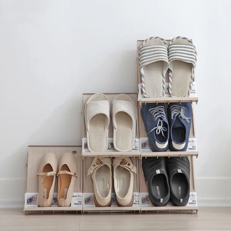 

Stackable Shoe Storage Rack Home Dormitory Stand Shoe Organizer Shelf Slippers Casual Shoes Storage Independent Space-Saving
