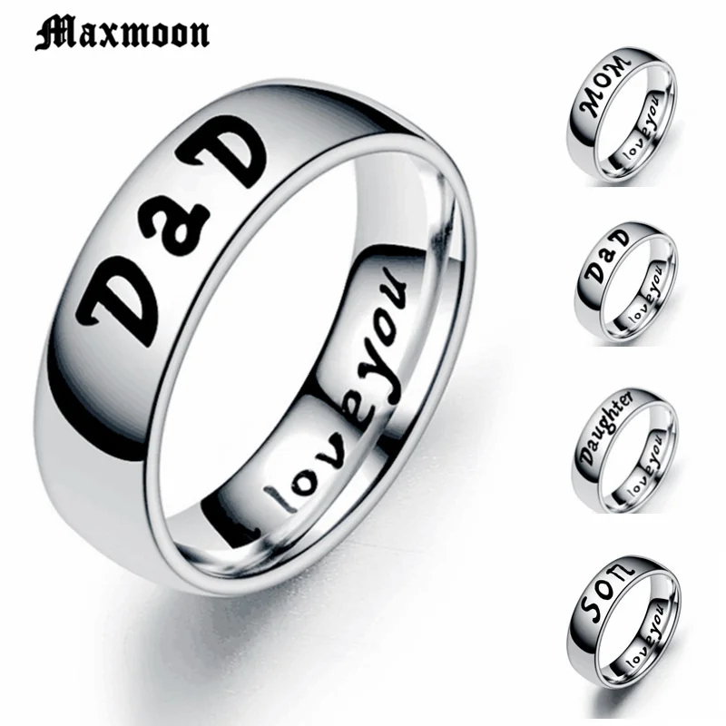 Maxmoon антиаллергенное кольцо из нержавеющей стали кольца для папы и мамы подарок