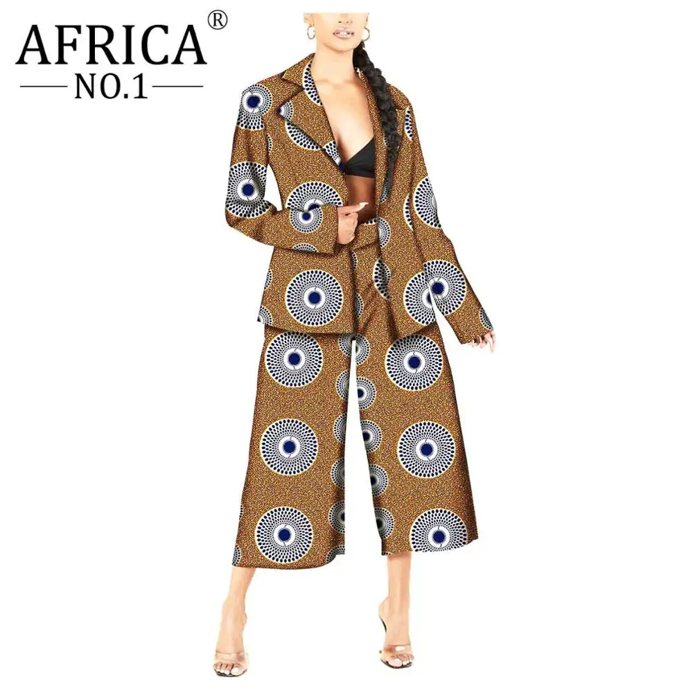 African Retro Floral Print Suit for Women Coats and  wide-leg pant 2 pieces Outfits Jacket formal Ladies  sexy fashion dress