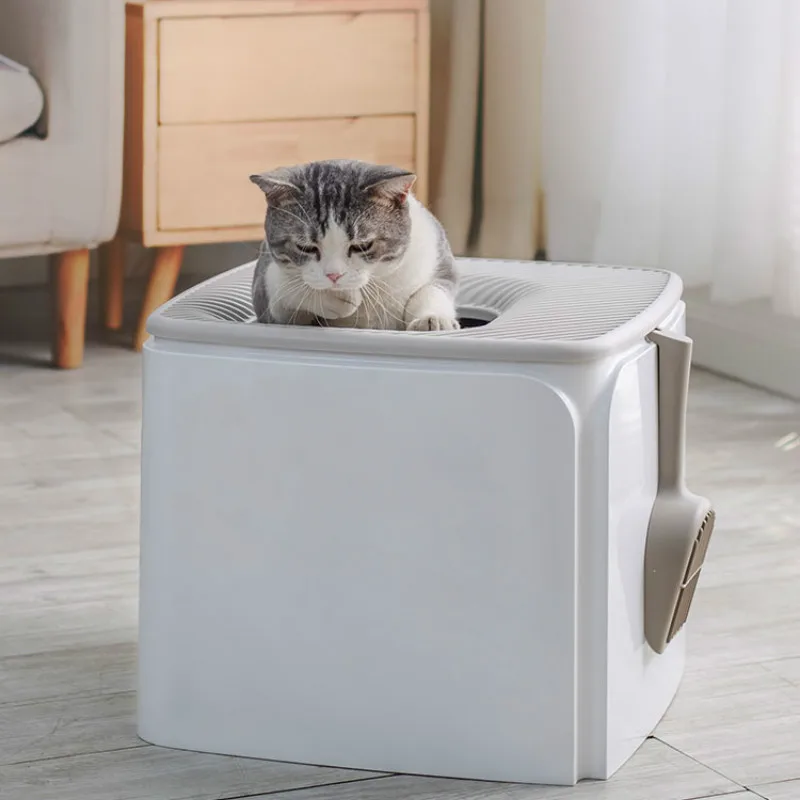 

Square Closed Self Cleaning Cat Litter Box Gray Training Cats Litter Shovel Lettiera Gatto Chiusa Pet Products Large MM60MSP