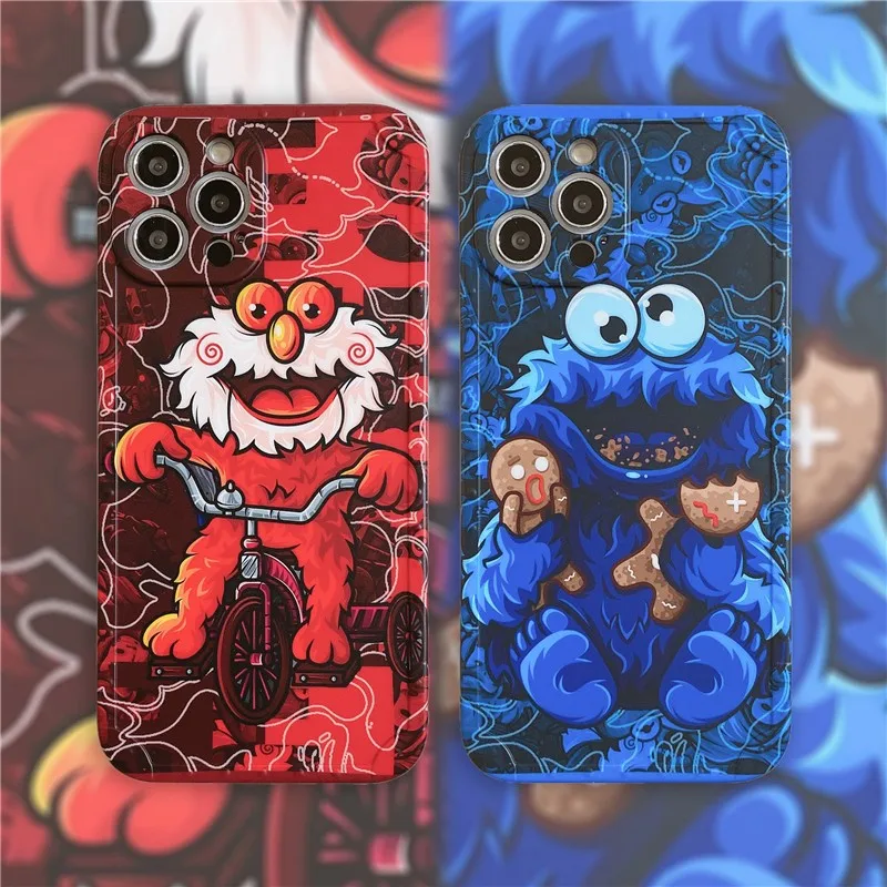 

Sesame Street Fashion Soft Silicon Phone Case for Iphone 11 12 Pro Max Mini 7 8 Plus Xr X Xs Se Luxury Cartoon Cover Fundas Capa