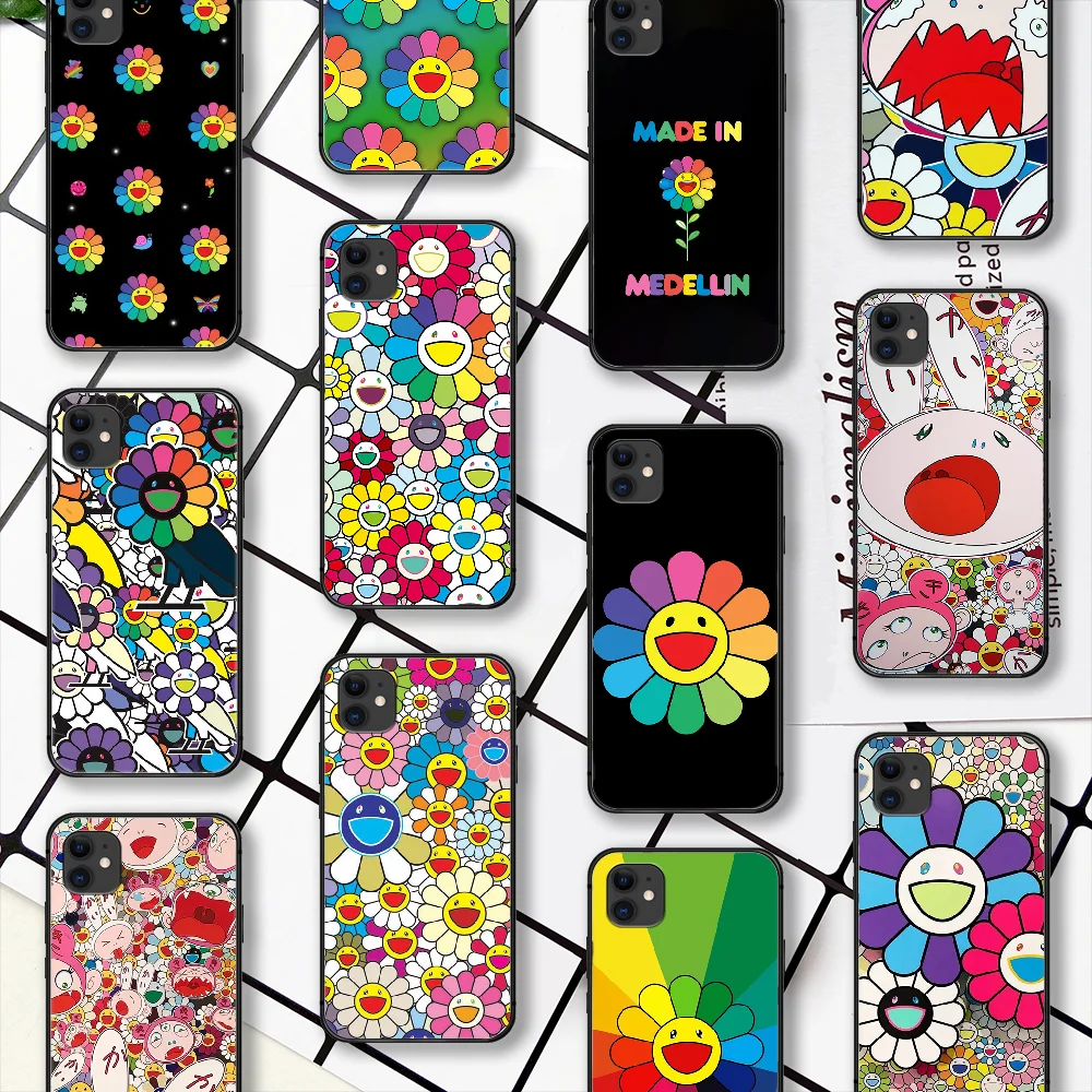 

Fashion Colorful Sun Flower Phone Case For IPhone 4 4s 5 5S SE 5C 6 6S 7 8 Plus X XS XR 11 12 Mini Pro Max 2020 black Cell Trend