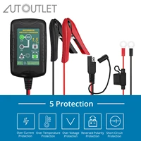 autoutlet 6v 12v 1 5a car battery charger maintainer automatic smart battery charger with cable clamps and o ring terminals