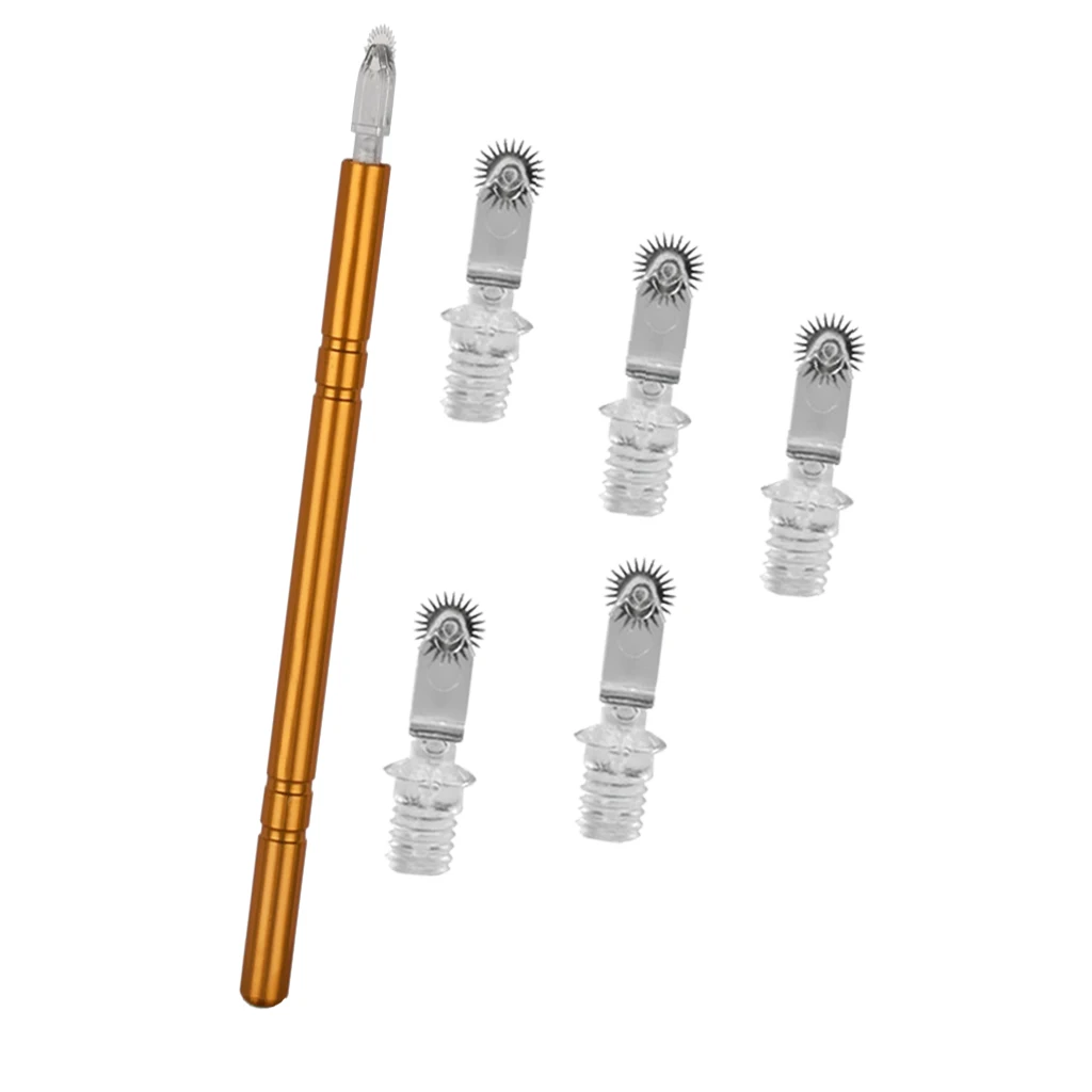 

Microblading Eyebrow Tattoo Practice Manual Tattoo Pen+Roller Pin Golden 02