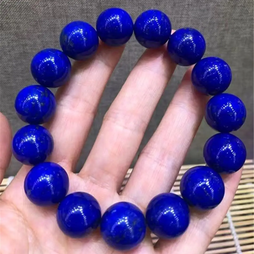 

14mm Natural Blue Lapis Lazuli Bracelet Jewelry For Women Men Wealth Love Gift Crystal Round Beads Rare Gemstone Strands AAAAA