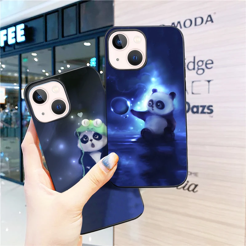 

Cartoon Panda Phone Case for IPhone 13 12 11 Pro Max Mini X XR XS Max 7 8 6 6s Plus SE 2020 Soft TPU Silicone Back Cover Fundas