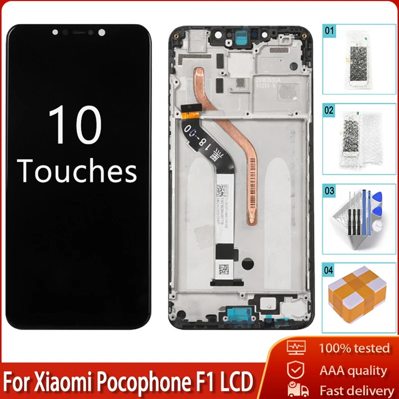 ЖК дисплей 6 18 дюйма с рамкой для Xiaomi Pocophone F1 дигитайзер сенсорного экрана в сборе