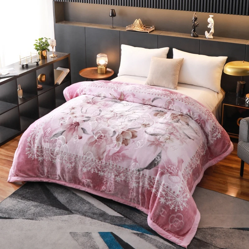 Alherff brand Thicker Blanket 2.5kg Raschel Blankets Embossed Flower Chinese Velvet Soft Bed Cover 76