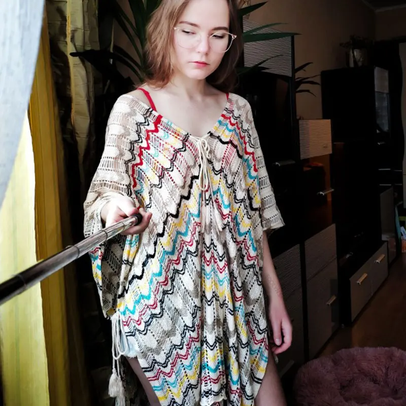 Пляжное платье оверсайз накидка саронг кафтан Пляжная туника пляжный купальный