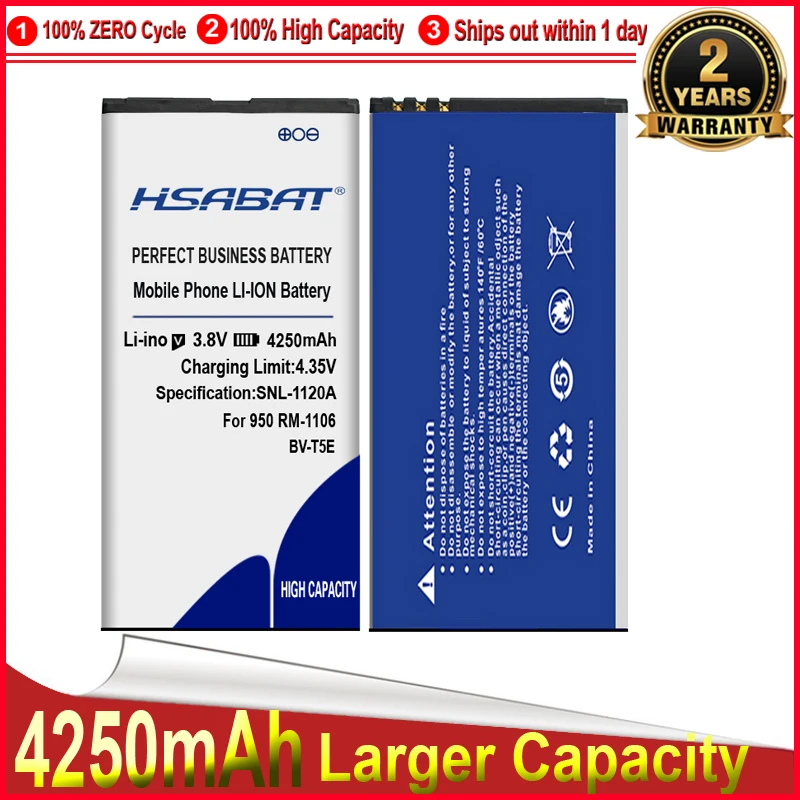 HSABAT BV T5E / BVT5E 4250mAh для Microsoft Lumia 950 аккумулятор RM 1106 1104|battery for|lumia batterylumia battery |