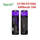 Литий-ионный аккумулятор Vapcell P2150A, 21700, 5000 мА  ч, 10 А, кнопочный Топ, 3,7 в, Type-c, аккумуляторная батарея с кабелем для фонарика