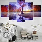 5 шт., настенная Картина на холсте, пейзаж с деревом