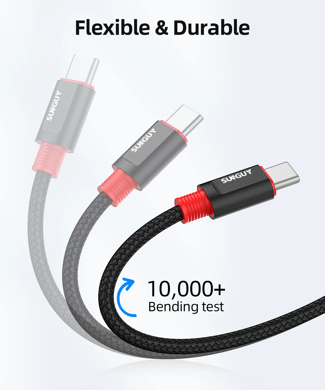 SUNGUY-Cable USB tipo C de &aacute;ngulo recto, 100 unids/lote, de carga-4