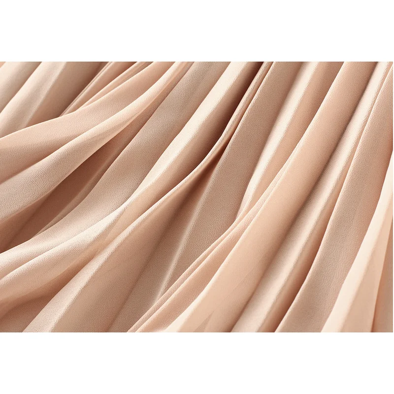 

Women Chiffon Fashion Big Swing Skirt High-Waisted Long A-Line Pleated Vintage Solid Female 2021 New Chic Hot Sale Skirt