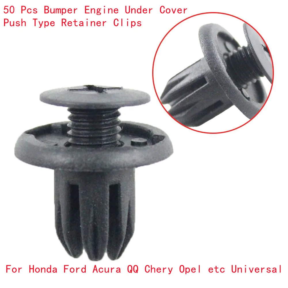 

50pcs Bumper Engine Under Cover Push Type Retainer Clips For Honda 10mm Fenders Bumper Screw Rivet Fastener Clips