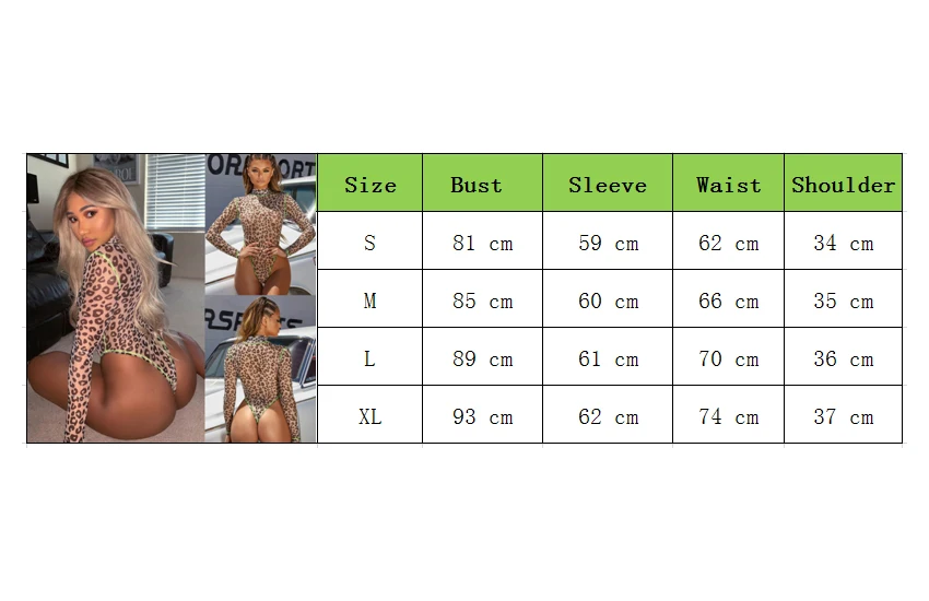 Hot New Women One Piece Bodysuit Sexy Slim Fit Long Sleeve Leopard Print Skinny High Neck Romper Spring Autumn Fashion Bodysuit