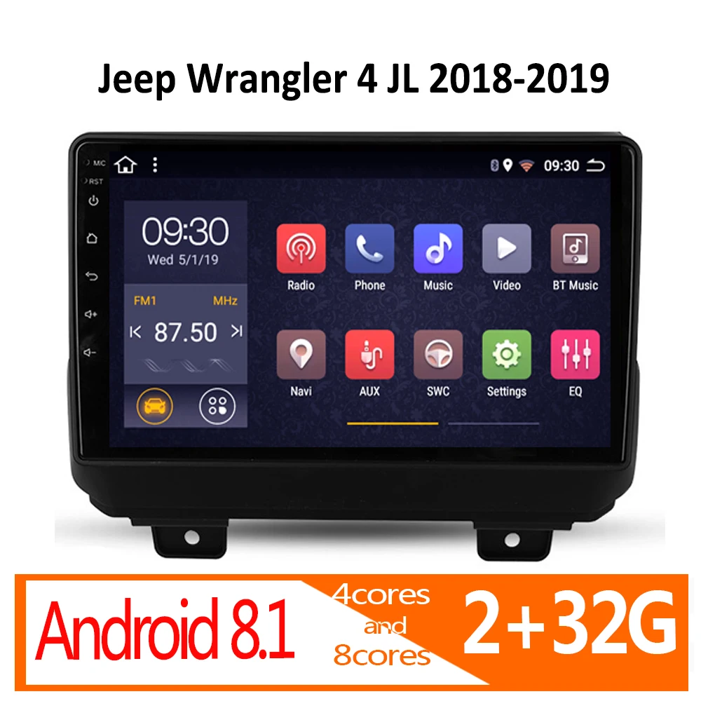 Авторадио android auto 2 32G для Jeep Wrangler 4 JL 2018 2019 автомобильное радио coche audio 1 din mini cooper