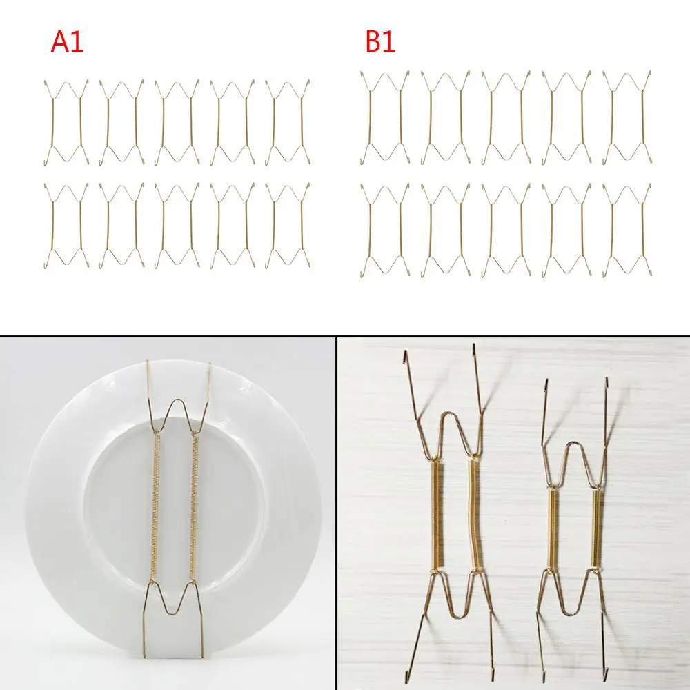 

10pcs 8/10 Inch Wall Display Plate Dish Hangers Stainless Steel Decorative Dish Display Wall Holder Home Decor