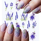 1 лист водных переводных наклеек для ногтей Harunouta, Переводные Лавандовые весенние цветочные листья, наклейки для ногтевого дизайна, маникюр своими руками