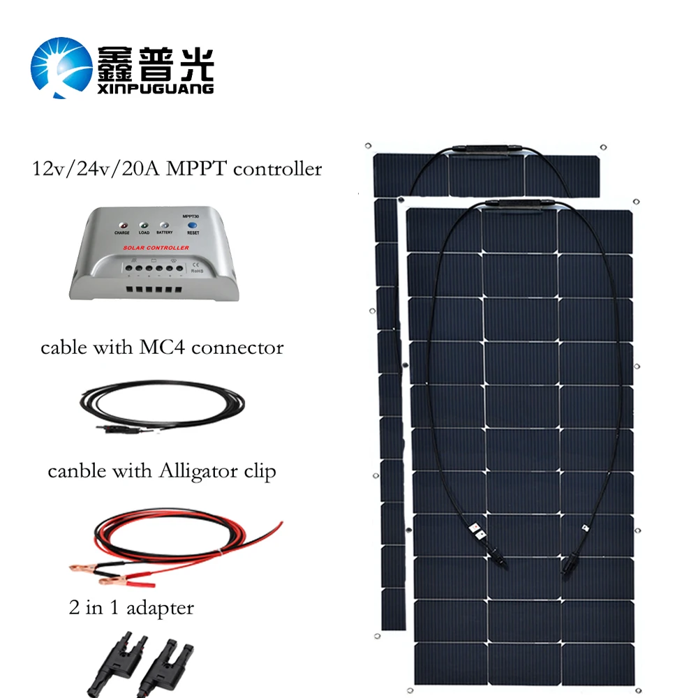 200 Вт Подлинная солнечная система эффективный полу Гибкий 2шт 16В 100 Солнечная
