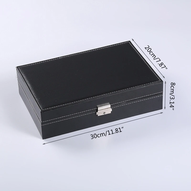 

Protable PU Leather Watches Organizer Jewelry Earring Rings Necklace Storage Box