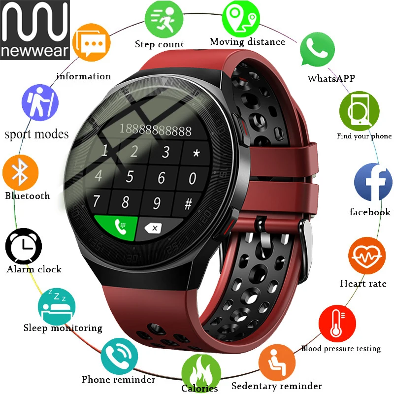 NEWWEAR Bluetooth Call Smart Watch Men 8G Memory Card Music Player Smartwatch For Xiaomi Huawei Phon