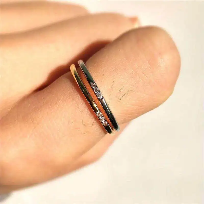 Женское Винтажное кольцо с микро мозаикой тонкое кубическим цирконием