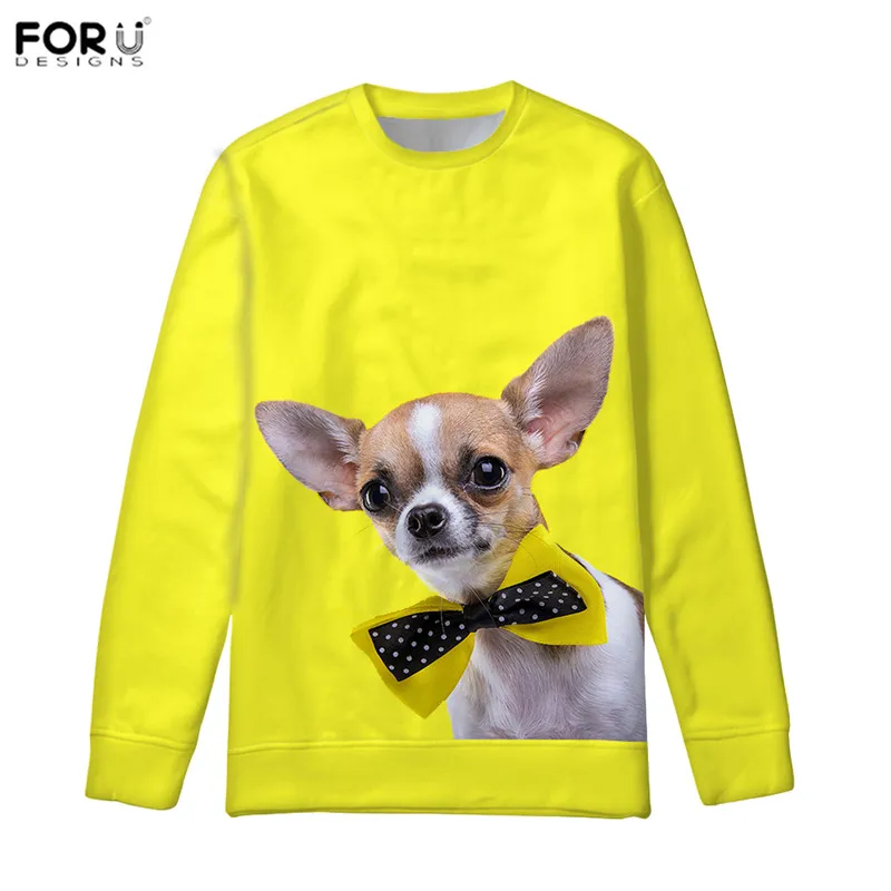 FORUDESIGNS/модные толстовки каваи Чихуахуа для женщин Толстовка кофты пуловер Cewneck Теплые Топы Свитшот Винтаж с длинным рукавом - Цвет: HMO204Z73W