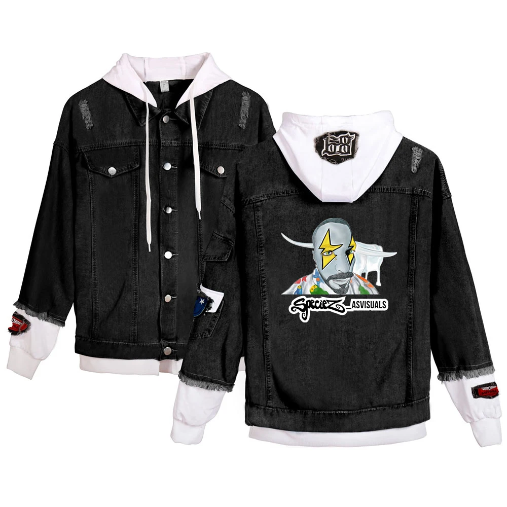 

Kpop J BALVIN Clothes Female Fake Two Piece Denim Jackets Women Long Sleeve Pockets Coat Casual Streetwear Girls hoodies tops