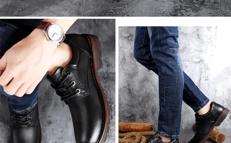 Низкая Dr Martens Мужская первый слой натуральная кожаная мужская обувь высокого качества Martins лифт обувь Рабочая безопасность плюс Размер 47