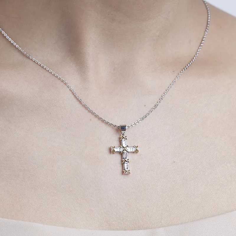 Роскошное ожерелье с распятием для женщин ожерелье-чокер из серебра 925 пробы