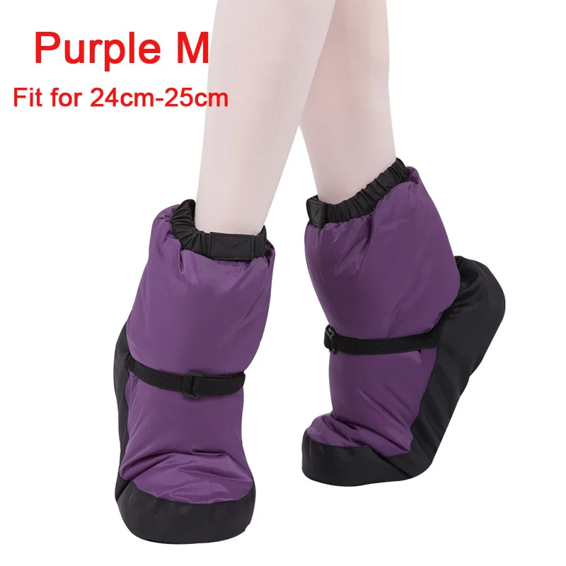 Purple M Elasta Bootie; теплые балетки для женщин; Танцевальная обувь; зимние теплые пуховые сапоги для женщин; Цвет фиолетовый, черный - Цвет: Purple M