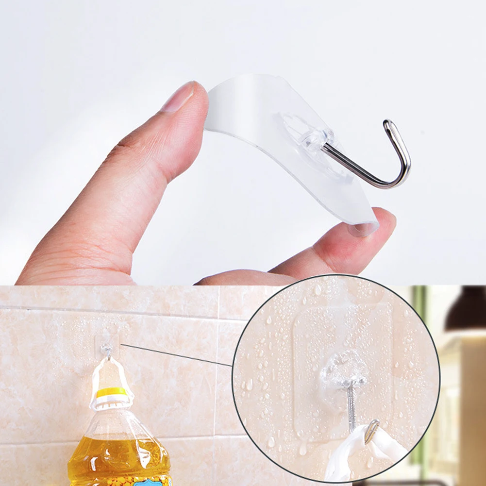

Hooks Adhesive Transparent Reusable No Scratch Nail Free Door Hangers Portable Bathroom Four-leaf Clover Waterproof